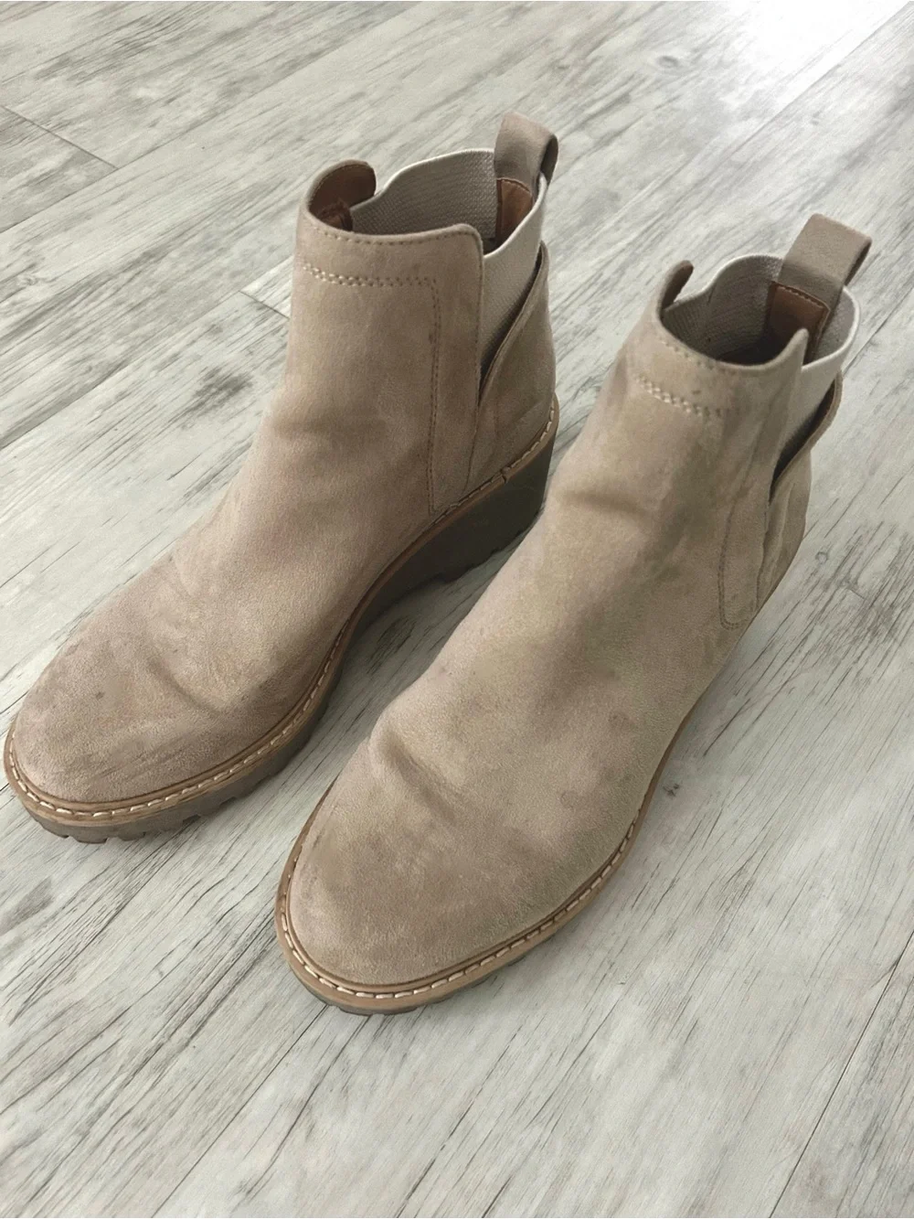 Dolce Vita Taupe Suede Chelsea Booties